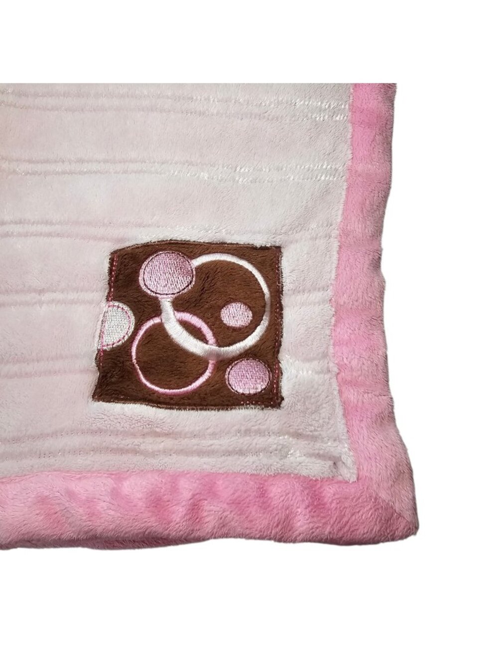 VTG George Baby Girl Blanket Pink Brown Circles Plush Y2K‎ 2000s Walmart